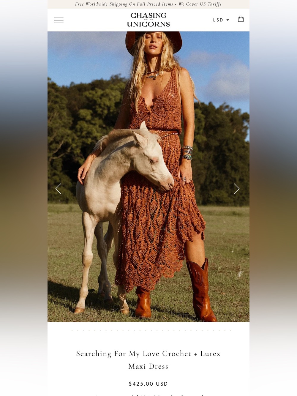 Chasing Unicorns Searching for my Love Crochet Maxi Dress in Terracotta
